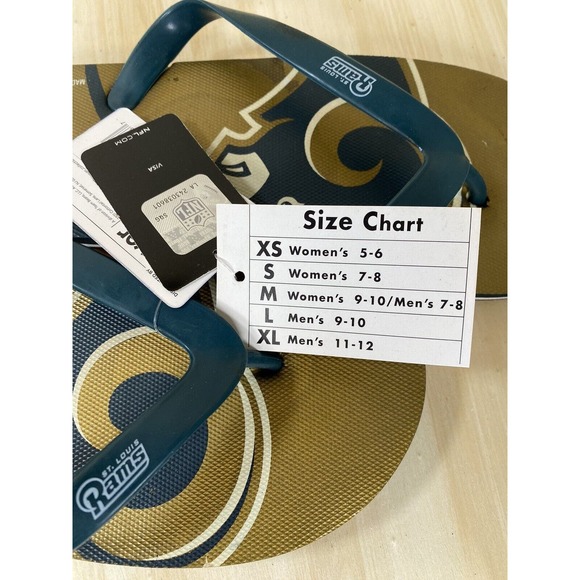 NFL‎ St. Louis Rams Throwback Flip Flops Team Logo Football NWT Various Sizes - Picture 5 of 7